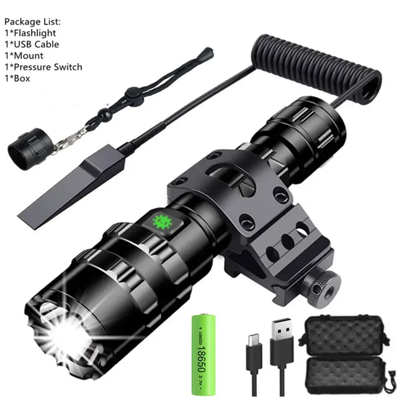 ESMARTER Professionelle Jagd Taktik Nacht Aufklärung LED Taschenlampe L2 Lampe Perlen Wasserdichte Wiederaufladbare Outdoor Tragbare Taschenlampe 4