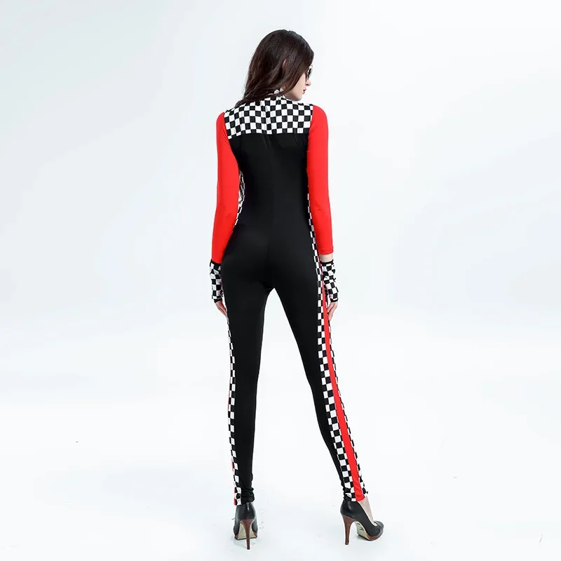 Sexy Volwassen Speed Racer Kostuum Halloween Carnaval Party Race Car Driver Cosplay Jumpsuit Nachtclub Bodysuit Catsuit