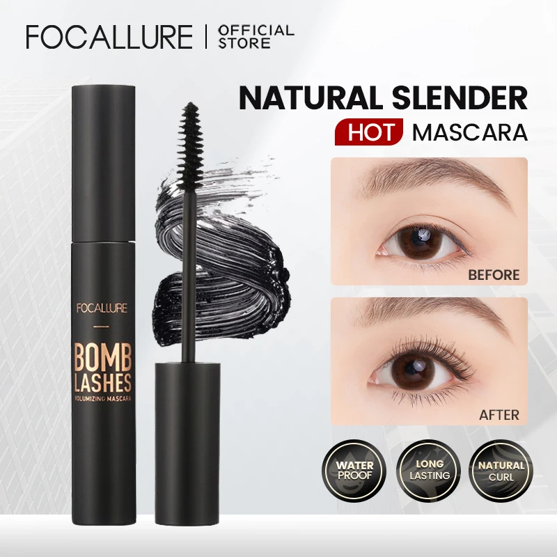 FOCALLURE 3D 실크 섬유 블랙 마스카라, 방수, 오래 착용, 자연 연장 속눈썹 익스텐션 도구, 메이크업 화장품