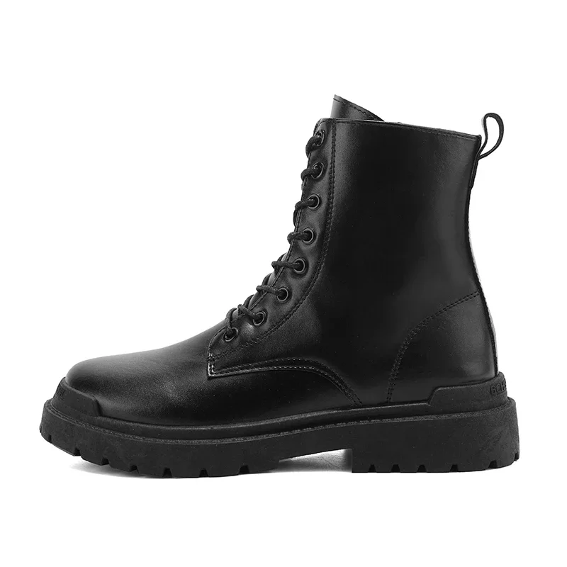 Men's Doc Martens Autumn/Winter English style High top biker side zipper black vintage cargo boots outdoor waterproof