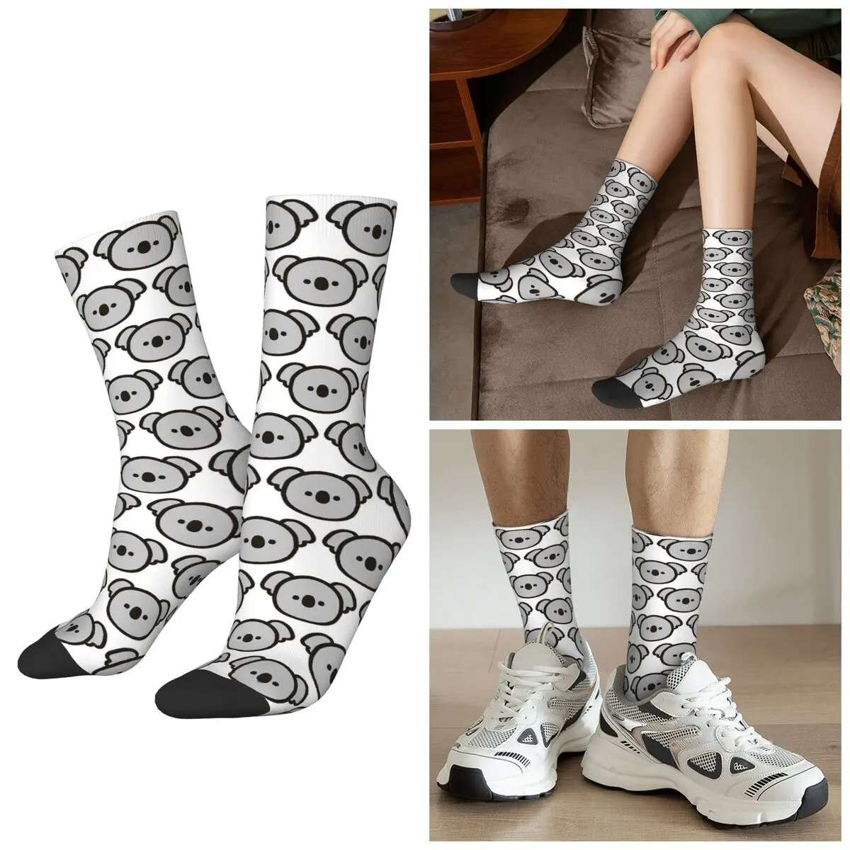 All Seasons Animal Meme Koalas Socks Harajuku Crew Socks Funny Stockings for Men Women Valentine's Day Gifts