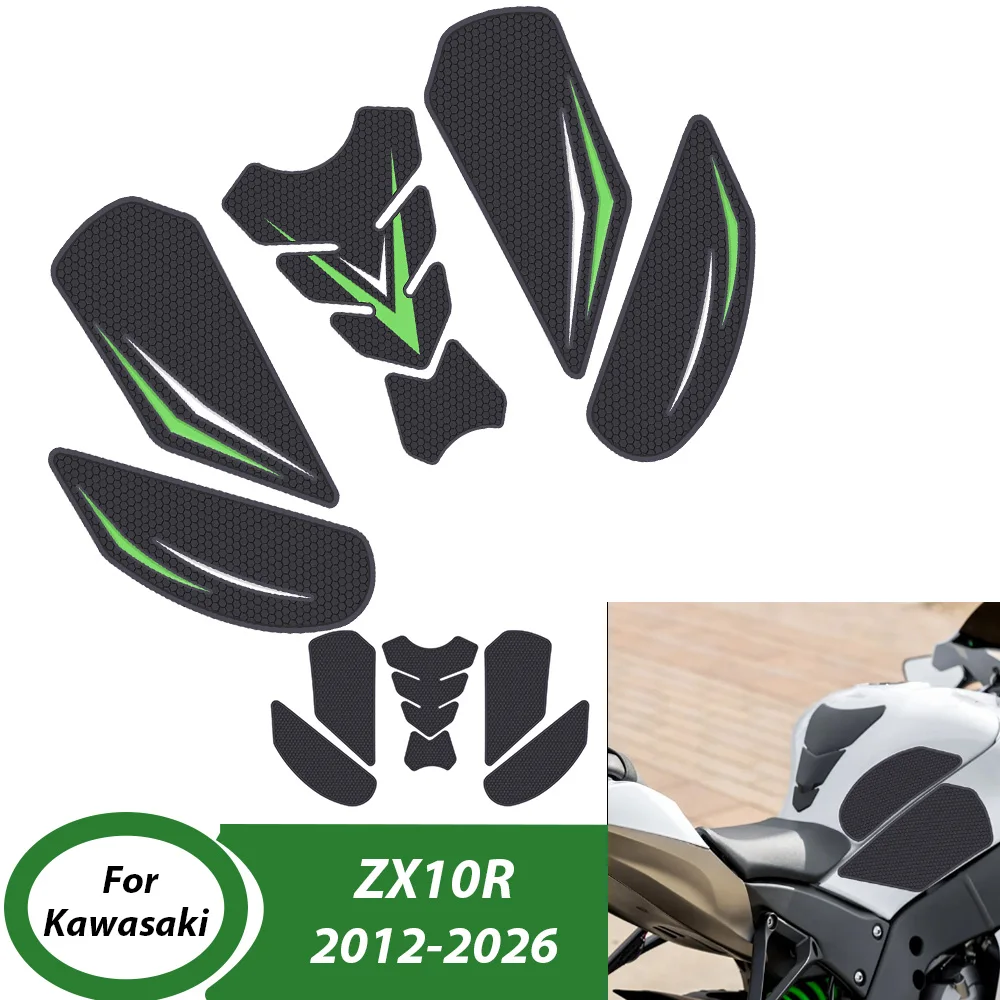

Motorcycle Side Tank Pad Oil Gas Fuel Protector Cover Rubber Sticker Decal For Kawasaki ZX-10R 2012-2026 ZX 10R Accessories