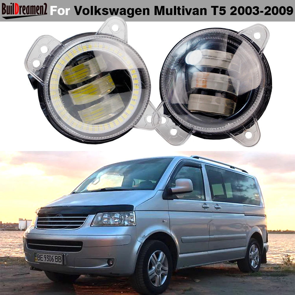 2 Pieces Car Angel Eye LED Fog Light DRL Daytime Running Lamp For VW Volkswagen Multivan T5 2003 2004 2005 2006 2007 2008 2009