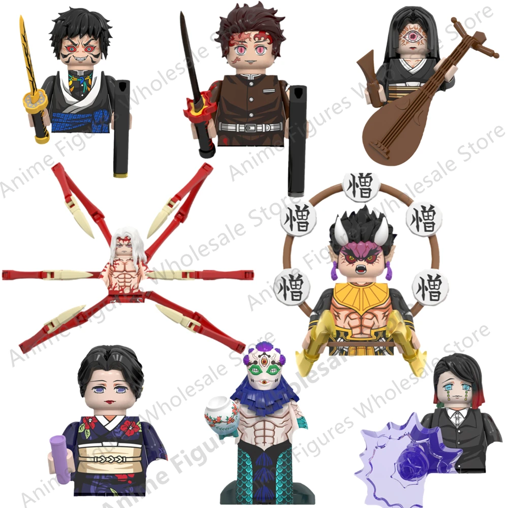 New Anime Demon Slayer Kamado Tanjirou Hantengu Kaigaku Bricks Mini Action Figures assemble Toys Dolls kids Gifts WM6138 WM6163