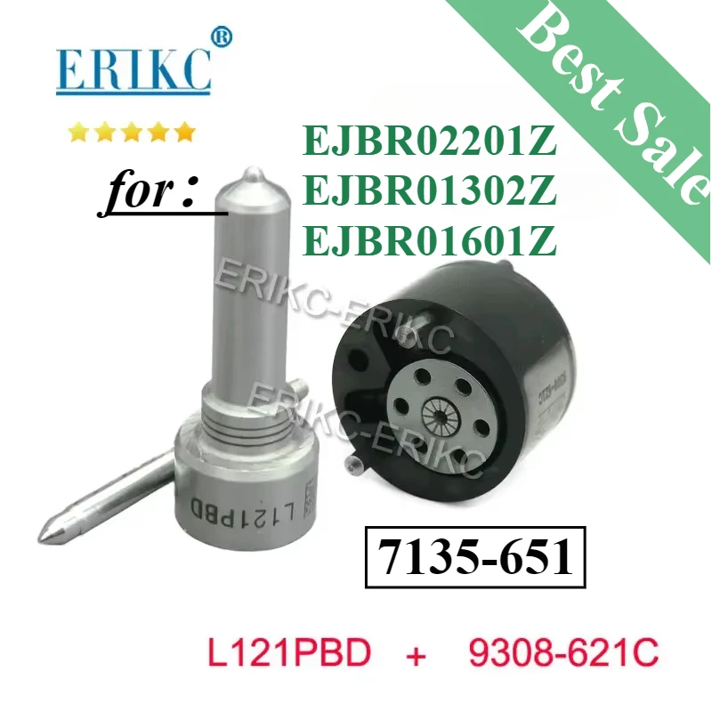 ERIKC 7135-651 Injector Valve Repair Kits Nozzle L121PBD Valve 9308-621C for Delphi EJBR02201Z EJBR01302Z EJBR01601Z 2T1Q9F593AA