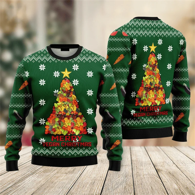 Christmas Tree Graphic Ugly Christmas Sweaters Men Women Funny Xmas Gift Couple Party Tops Fashion Long Sleeve Unisex Clothing