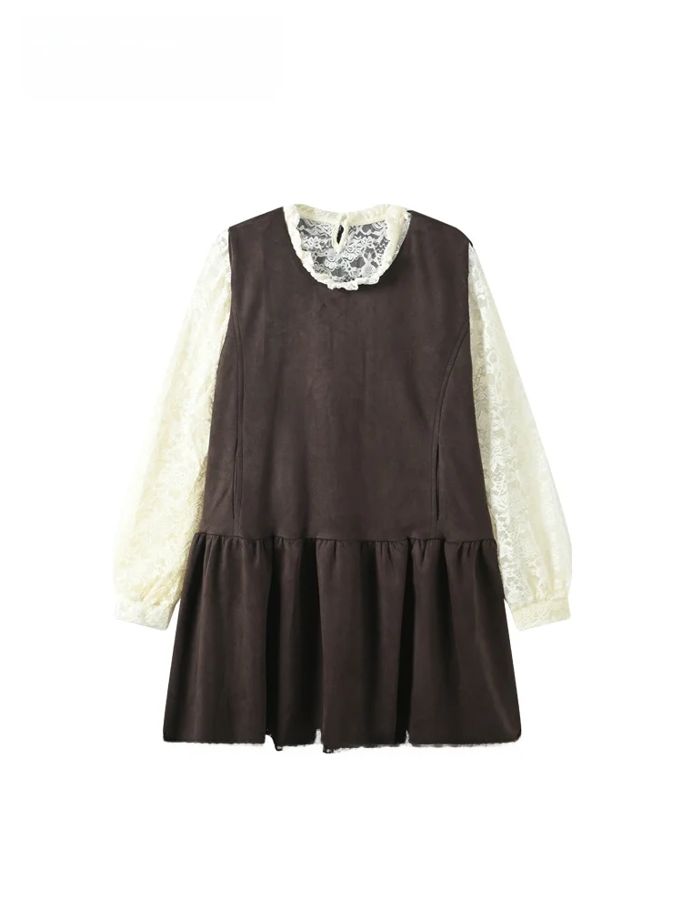 

Женский повседневный длинный свек больших размеров, круглый Ne irt, модный дизайн, осенний топ, юбка трапециевидной формы с высокой талией, комплект из двух предметов