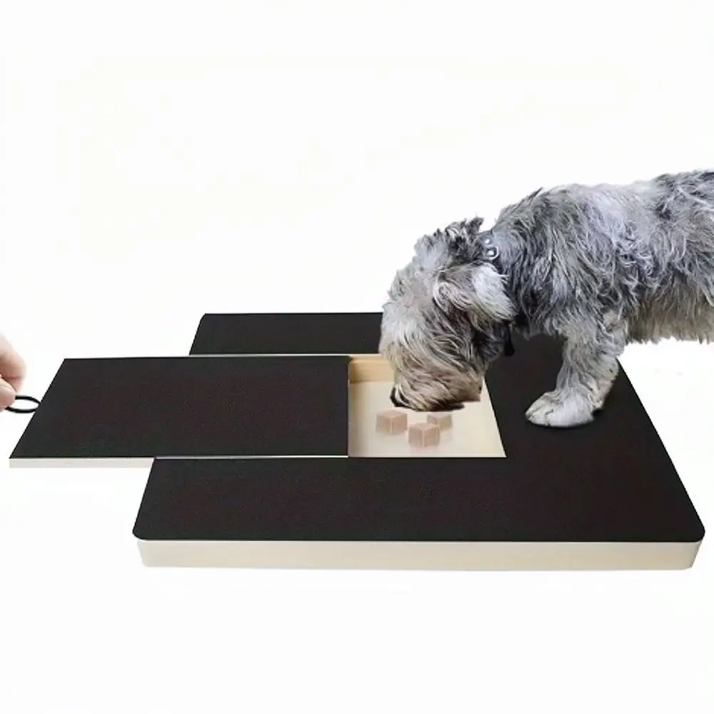 Pet Nail Care Scratch Pad Wooden Drawer Dog Nail File Equipment With Food Container For Effective Claw Maintenance