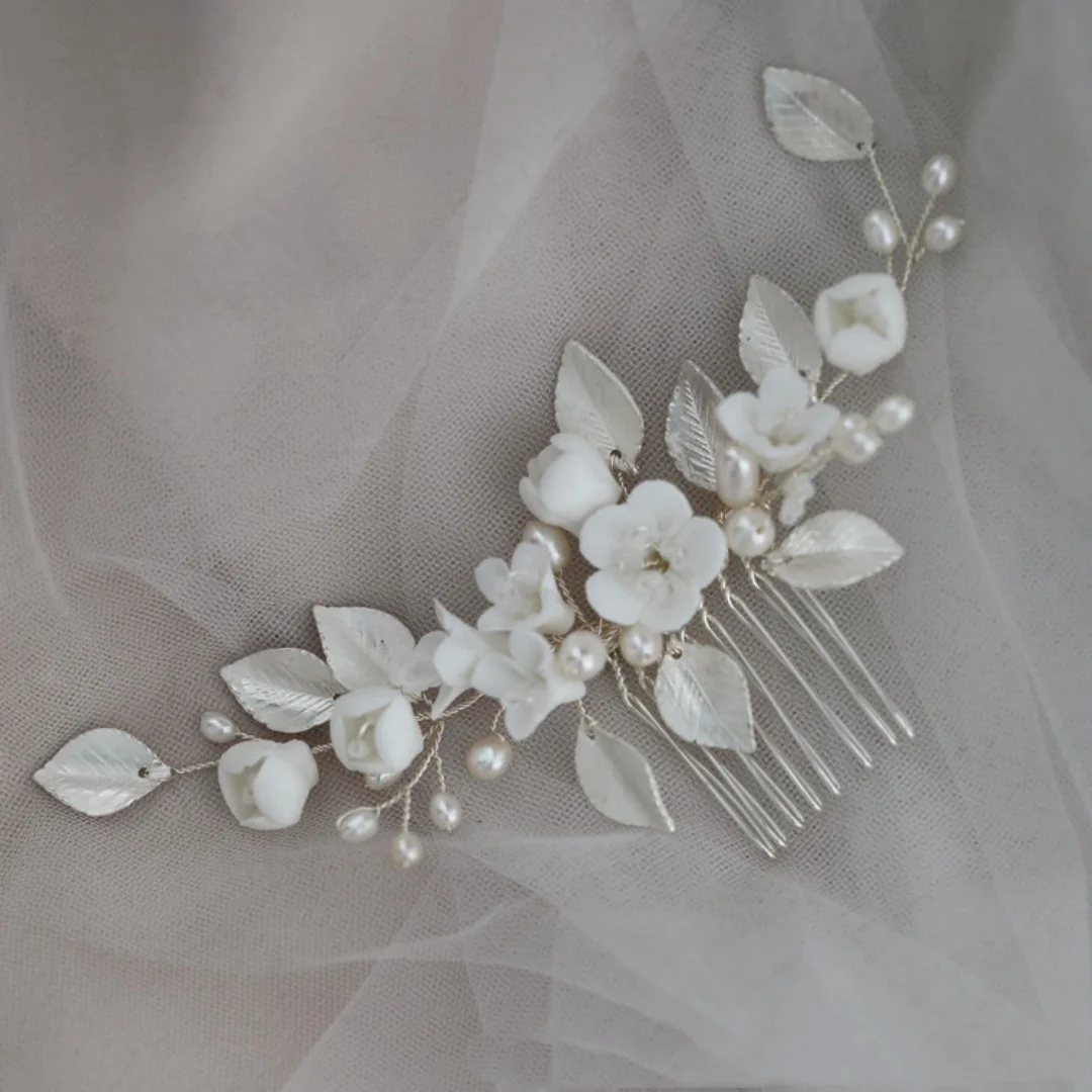 

Flower Bridal Headpieces Hair Combs Wedding Hair Accessories Pearl Bridal Hairpin Hair Clips For Bride Prom Party Headdress