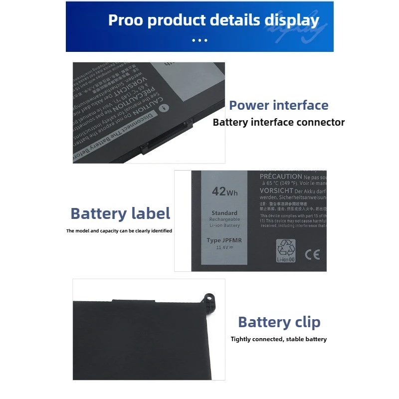 لديل 3100 3400 5493 5488 P90F 5593 بطارية الكمبيوتر المحمول JPFMR 11.4V 3800mAh