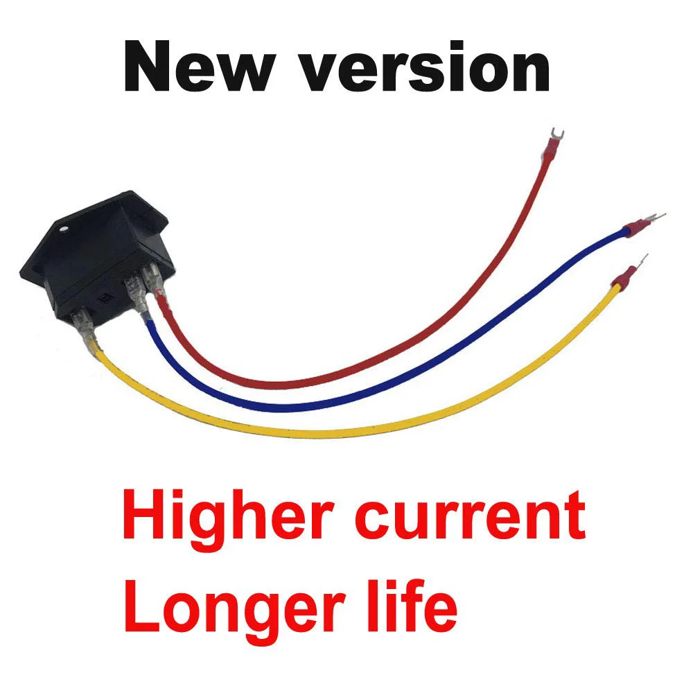 15A 250V Rocker Switch Power Socket Inlet Module Plug 5A Switch With 18 AWG Wiring 3 Pin IEC320 C14-2Pcs