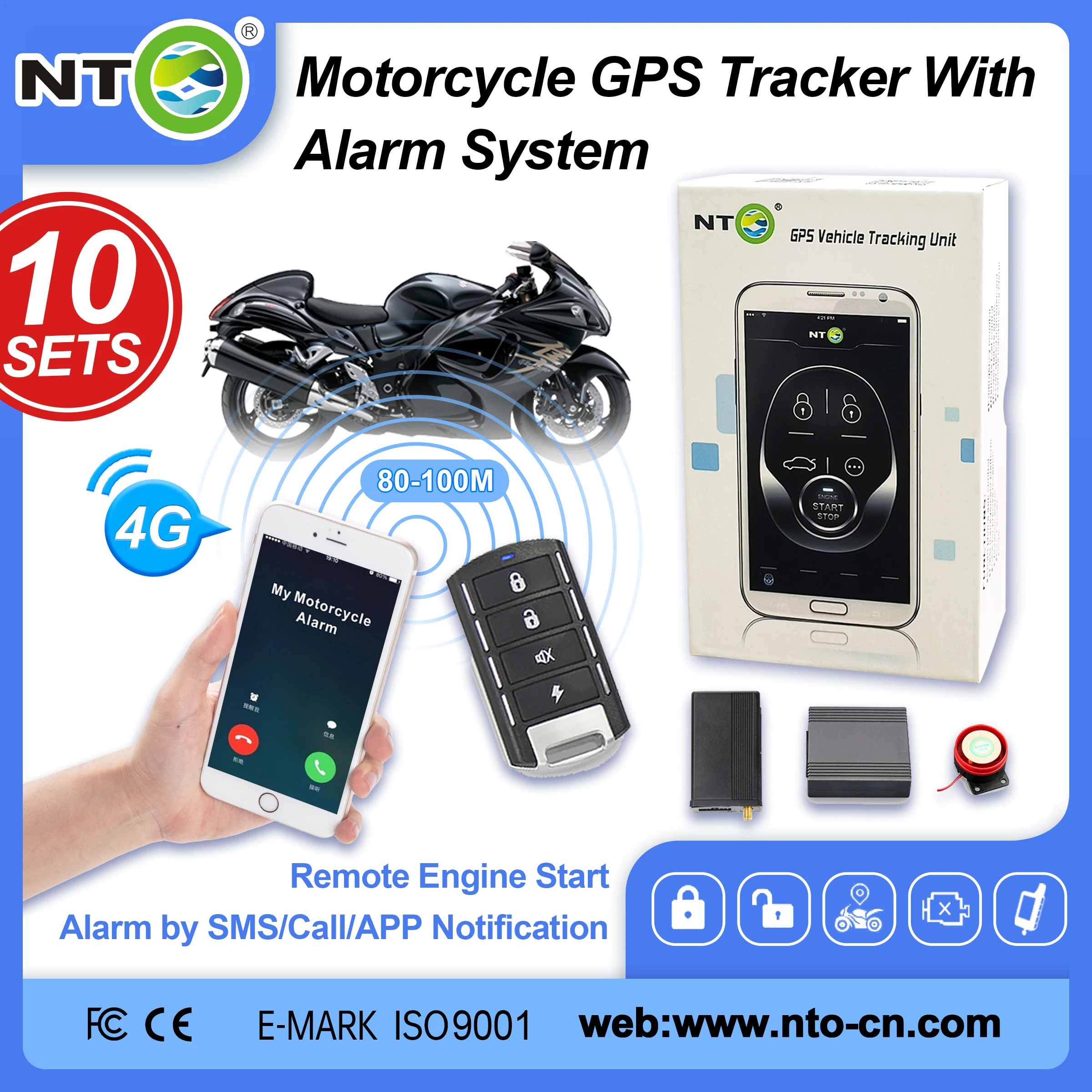

10 SETS NTO Motorcycle Alarm System Remote Engine Cutting Off 4G Car Real Time GPS Tracking Device Navigation GPS Tracker