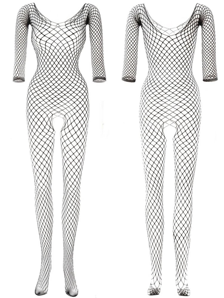 Lingerie apertada erótica para homens e mulheres, roupa interior de malha transparente, meia de corpo inteiro, trajes adultos