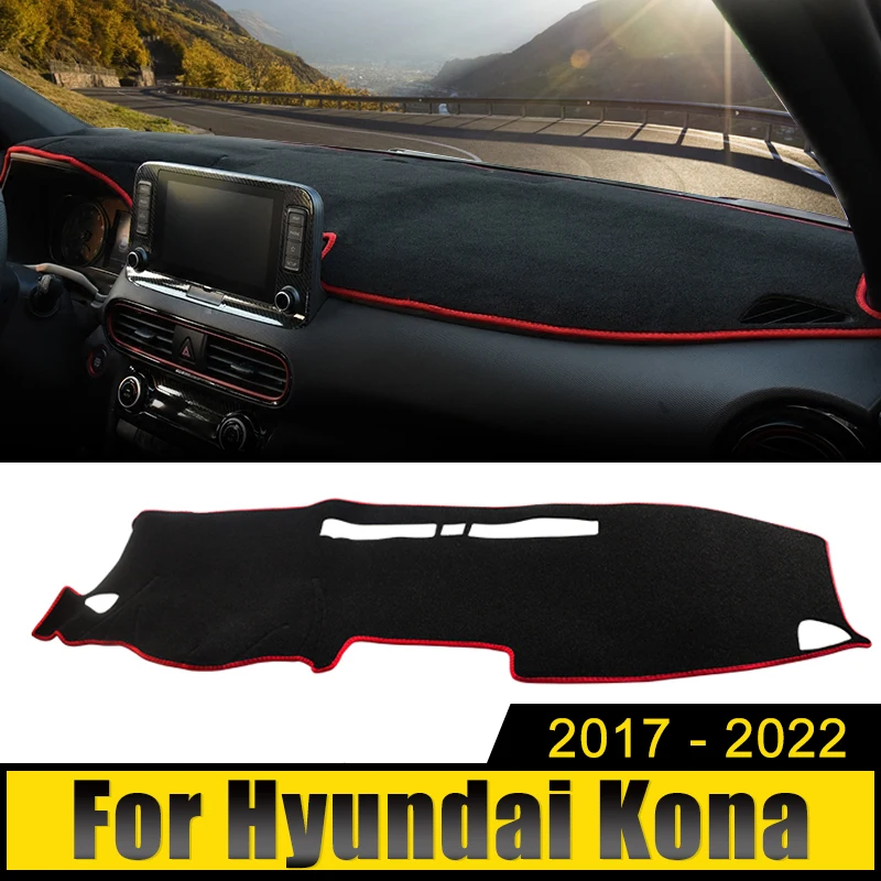 Car Accessories For Hyundai Kona N Line 2017 2018 2019 2020 2021 2022 Dashboard Cover Avoid Light Pad Sun Shade Anti-UV Carpets