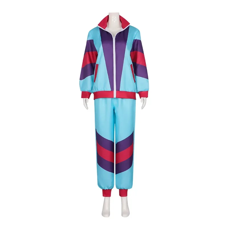 

Adult 80s 90s Hippie Disco Cosplay Costume Outfits Retro Sportwear Halloween Carnival Suit For Women Men Party Role Playing