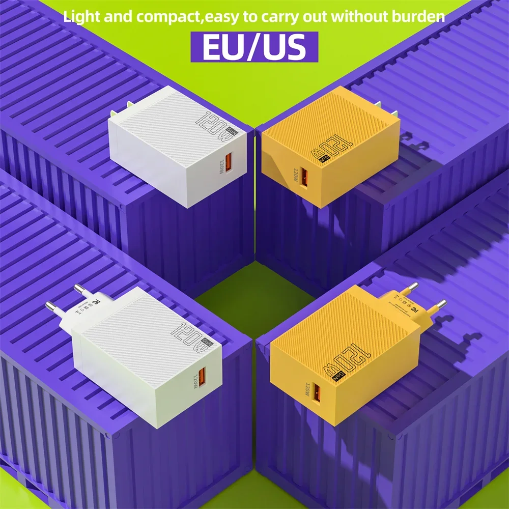 QC3.0 USB GaN شاحن 120 واط الاتحاد الأوروبي/الولايات المتحدة التوصيل العالمي سريع شحن سريع الهاتف المحمول USB الجدار محول ل Oneplus هواوي Xiaomi 15