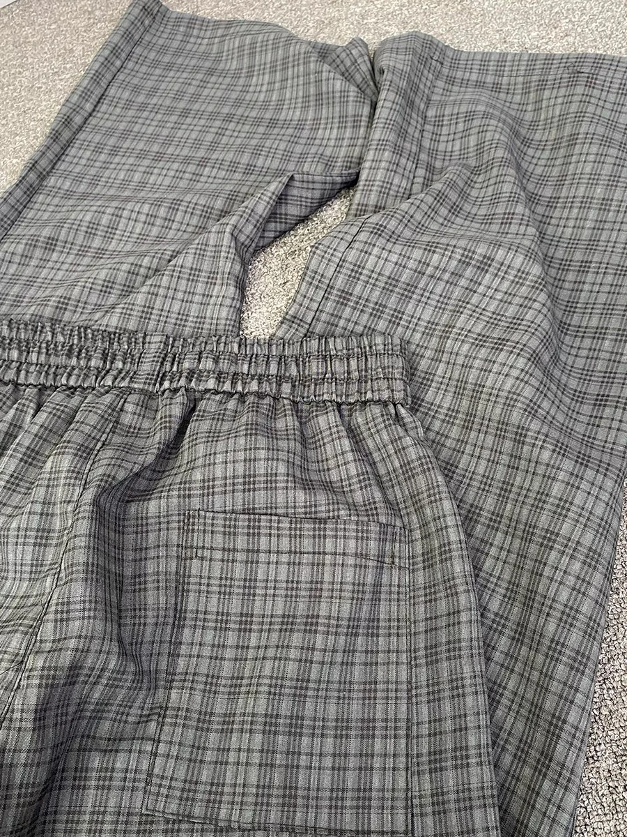 

ay Plaid Loose Fit Summer Casual Pants ex Leisurely Walk Wide Leg Long Trousers Cleanfit Comfortable Loose Sensation