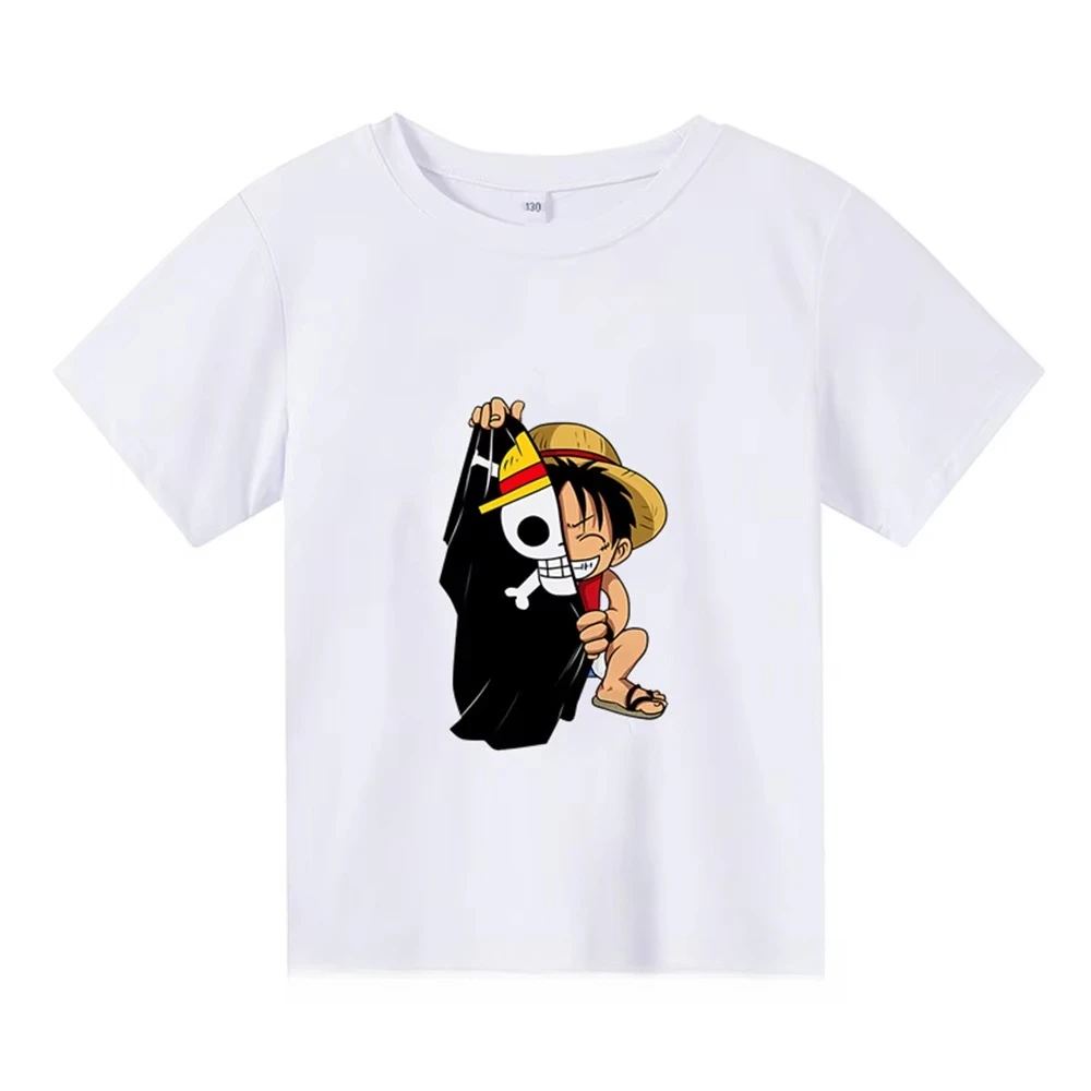 ワンピース Q バージョン ルフィ メンズ レディース ピュアコットン Tシャツ 2026 夏アニメプリント アメリカン ヒップホップ カジュアル トレンド 新しいトップ