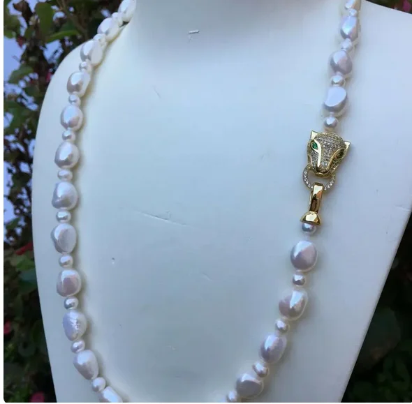 

women good longer 45-60CM freshwater pearl baroque pearl necklace micro inlay zircon leopard head