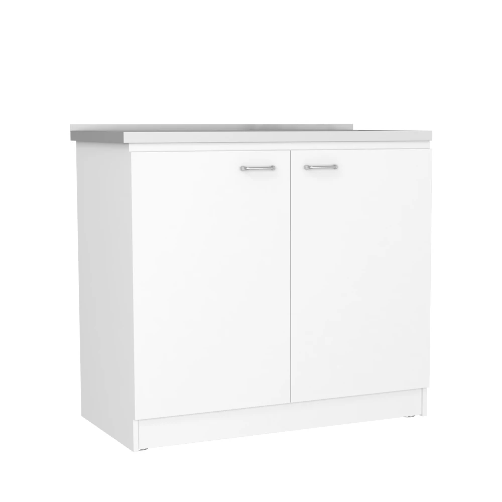 Napoles Utility Sink With Cabinet, Double Door, One Shelf -White
