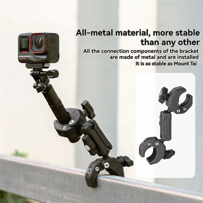 

B03B-Anchor Mount Clamp Stand Metal Aluminum Black For Action Cameras Insta360 X5 Ace Pro 2 Gopro 13 Motorcycle Accessories