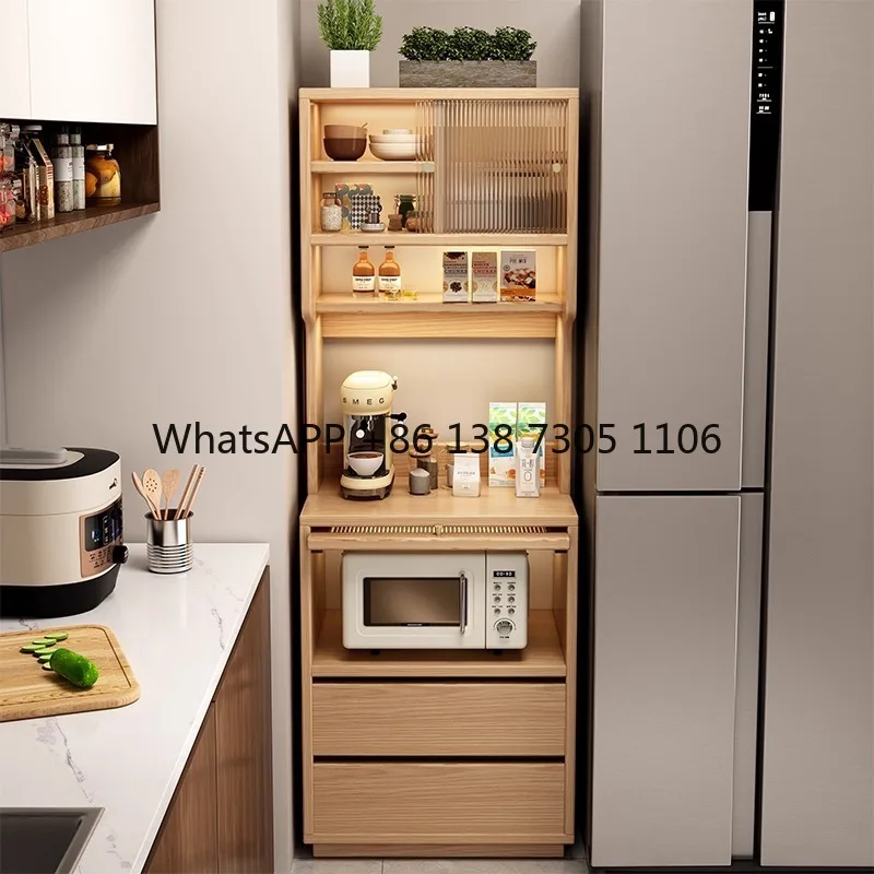 

Встроенный шкаф для хранения вещей Crack у стены. Напольный узкий боковой шкаф. Ретро-шкаф для хранения микроволновой печи.