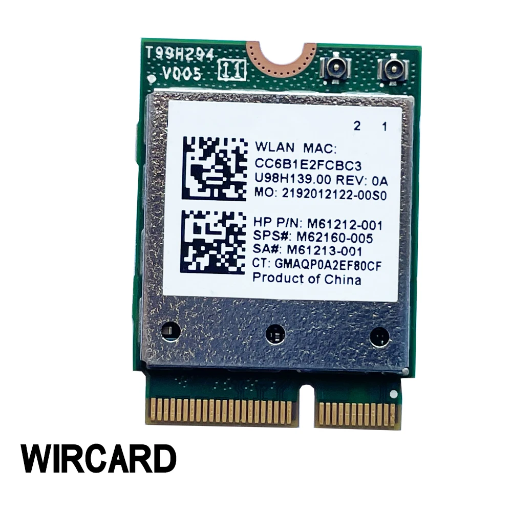 WIRCARD QCNFA765 WIFI 6E 802.11ax 2.4G/5G/6G SPS# M62160-005 2400M BT5.2 For Laptop