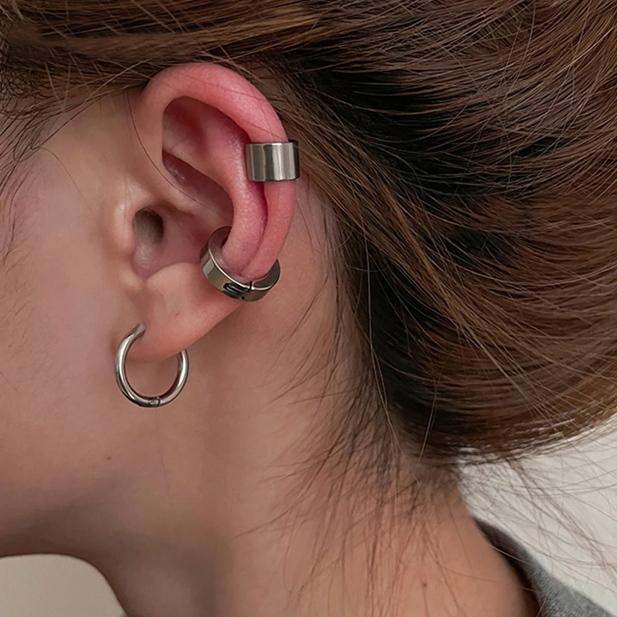 3pcs/Set Punk Rock Non-Piercin - Street Fashion Earrings 评论和价格