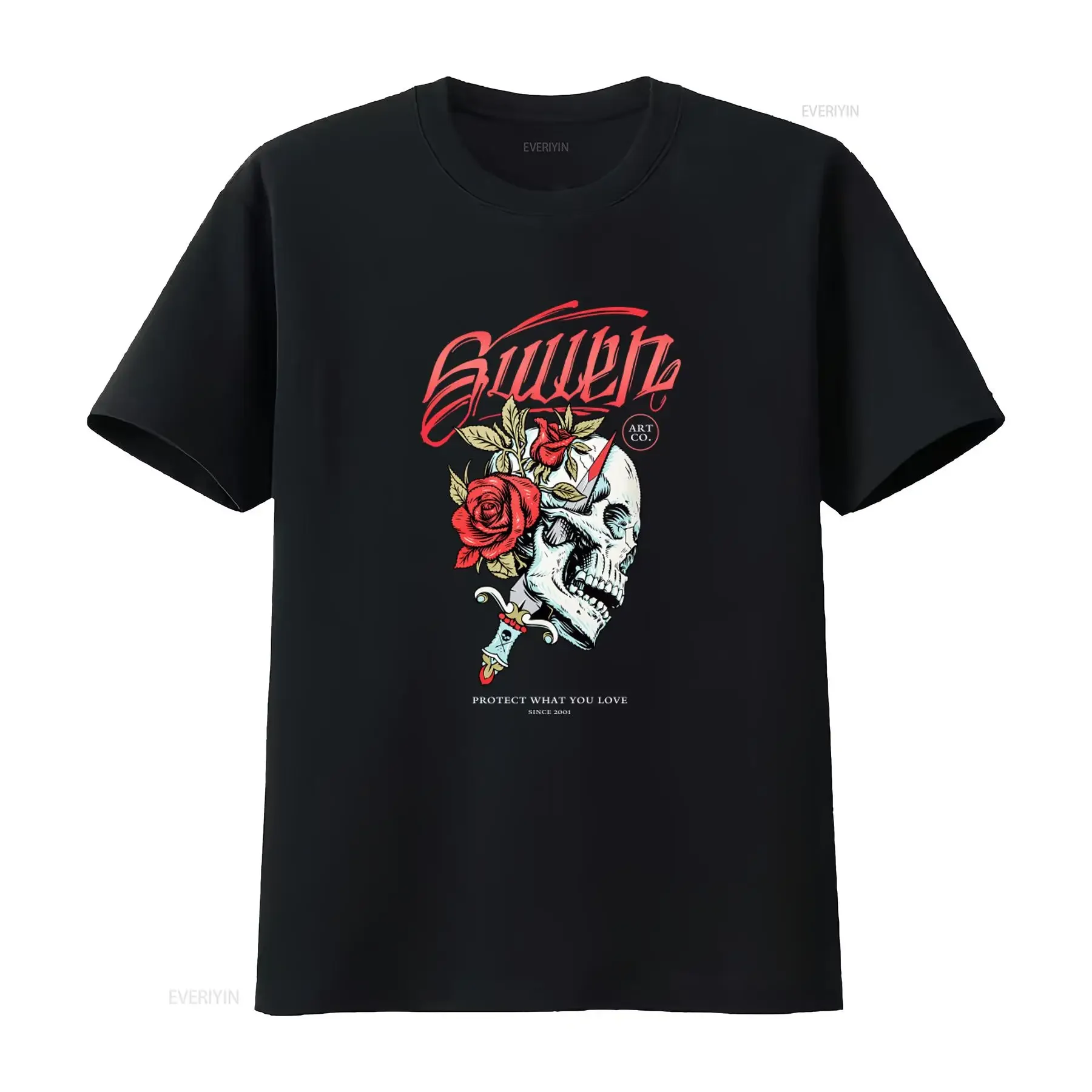 Sullen Clothing Pierce Standard T Shirt Tattoo Lifestyle Apparel with Skull Roses and Sword Design Med 5XL vintage Washed