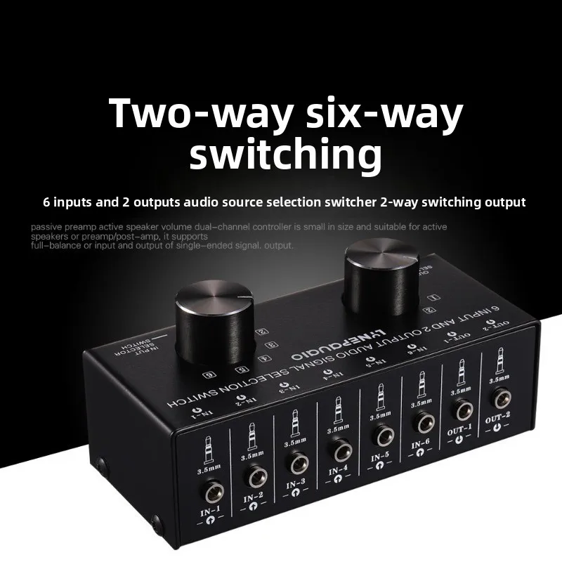 LinePup 6-in 2-out Audio Source Signal Selector Switcher Headphone Speaker Switcher Bidirectional Switch 2-in 6-out Lossless