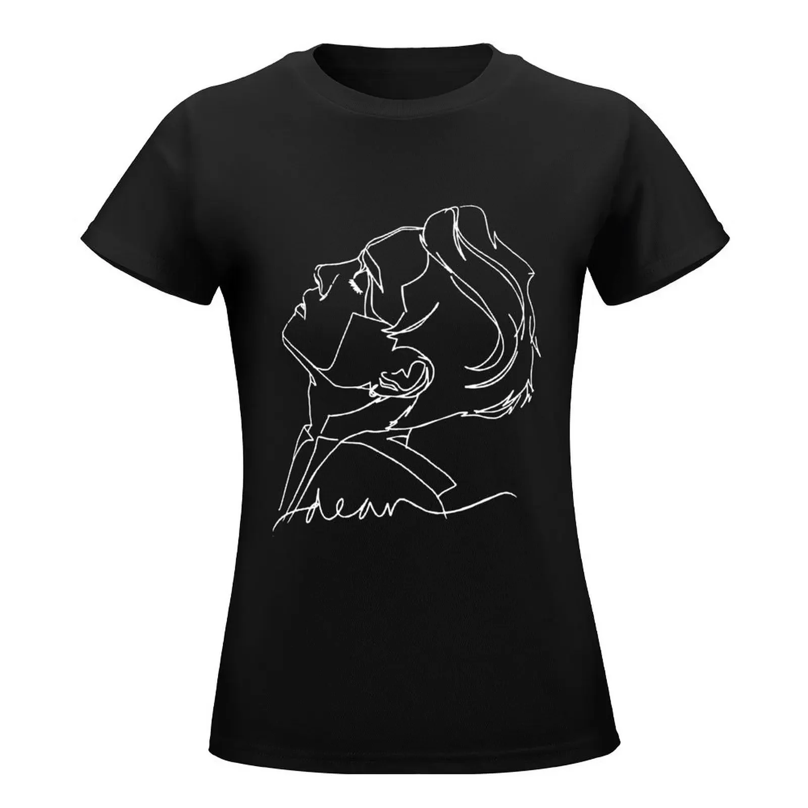 deantrbl Aesthetic Line Art T-Shirt plus sizes tops cute clothes tops for Women