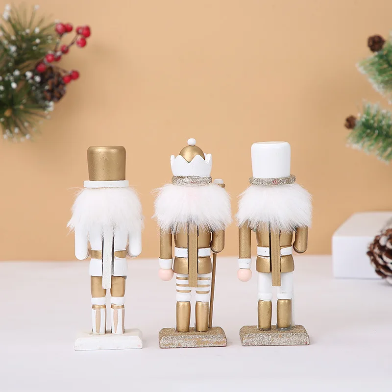 1Set/3Pcs 15cm Wood Nutcracker Desktop Christmas Ornament Household Hanging Decorations Ht236