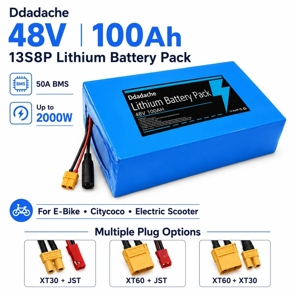 48V 100Ah 13S8P Lithium-Ionen-Akku für Elektroroller mit 50A BMS für Citycoco Motorroller