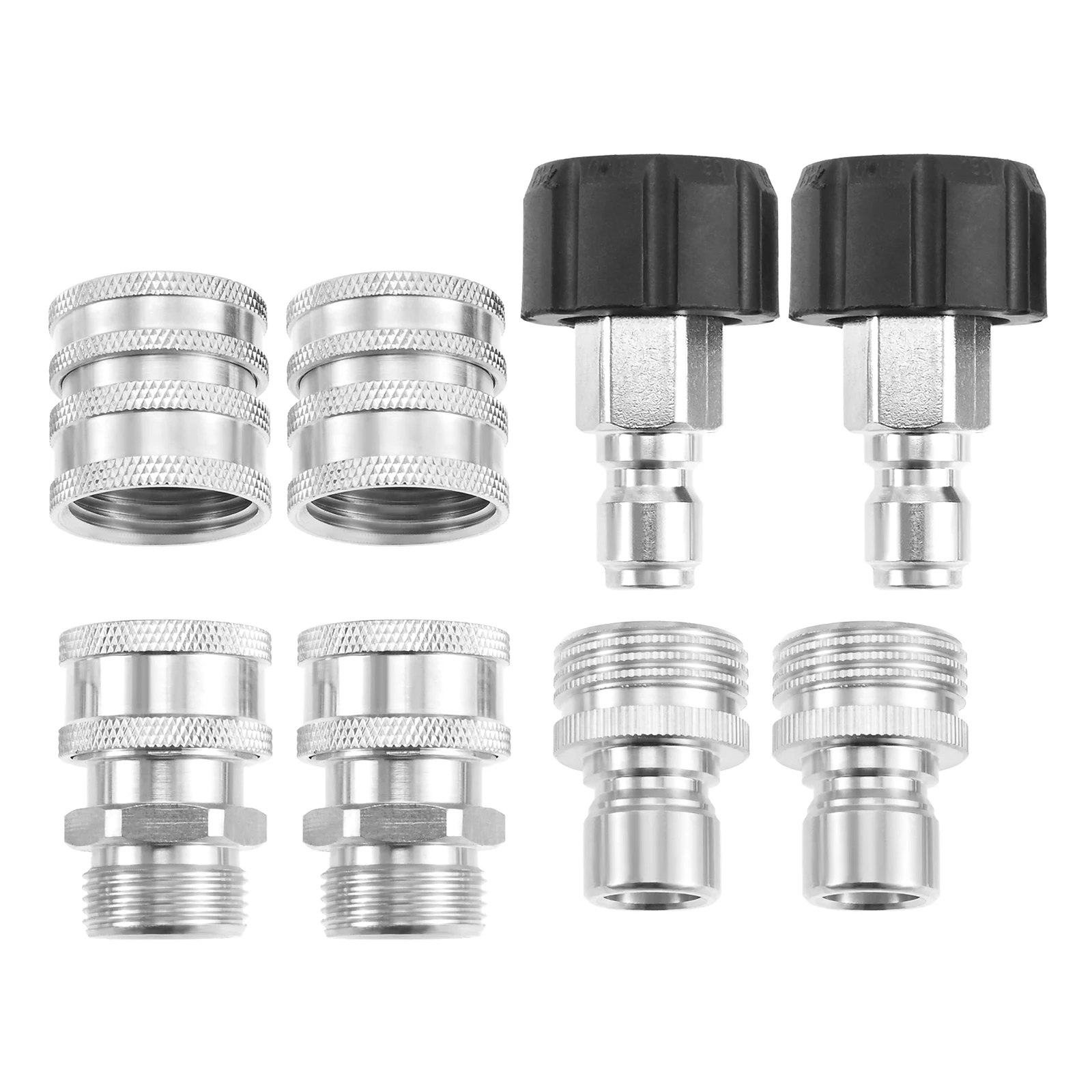 8pcs Stainless Steel Quick Disconnect Kit M22 Swivel To 3/8 Inch Connect 3/4 Inch To Quick Release Pressure Washer Adapter Set