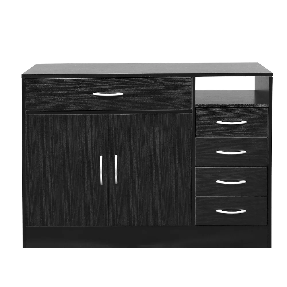 

With Double Doors And Five Drawers Bathroom Cabinet Black, Bathroom Cabinets