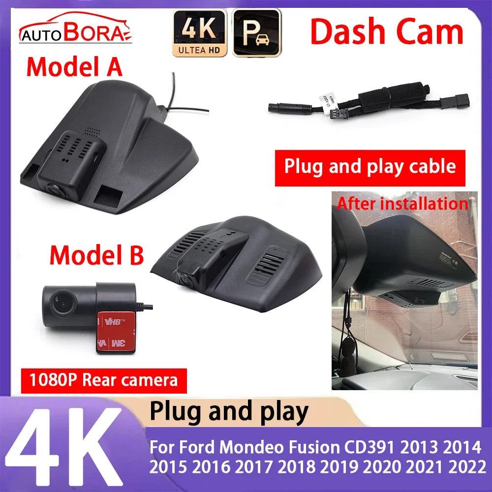 AutoBora 4K 2160P Plug and Play UHD Car Dash Cam DVR Camera Night Vision for Ford Mondeo Fusion CD391 2013~2022