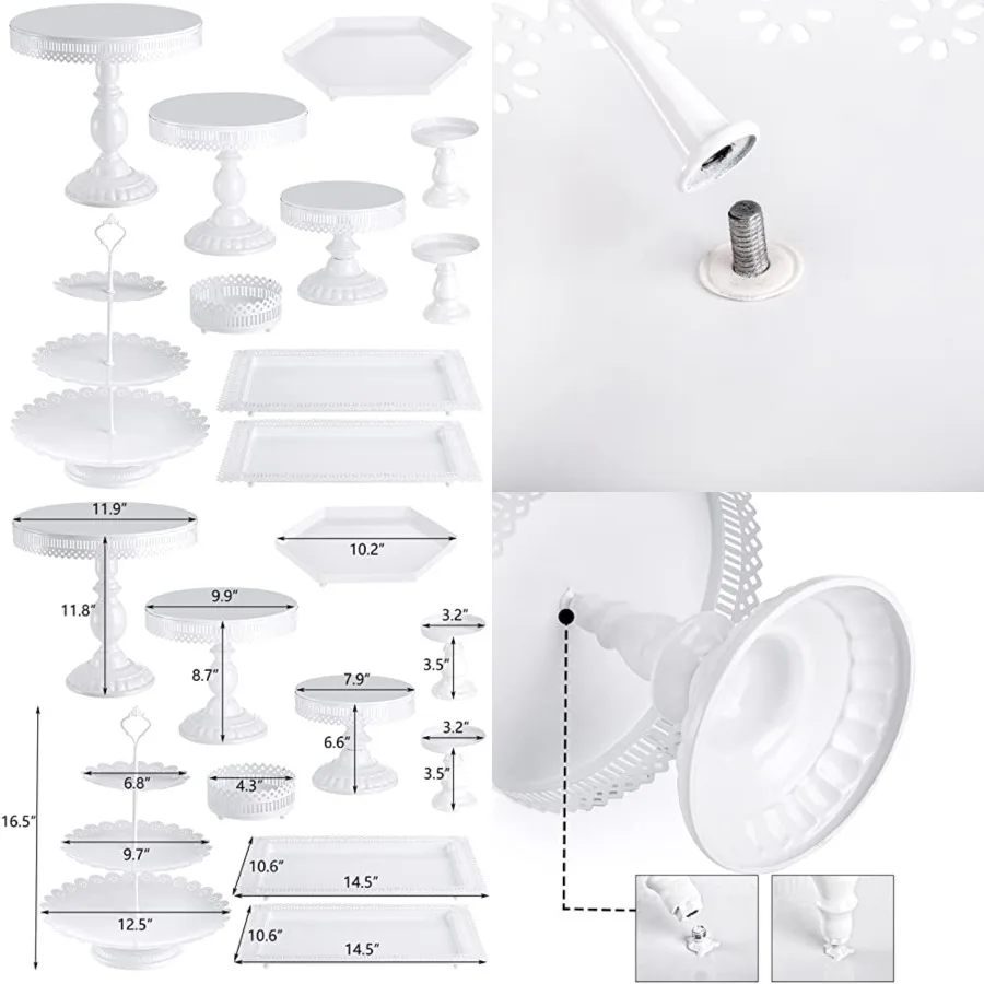 

10-Set Cake Stands, Metal Cupcake Stand Set with Multiple Combination Styles, Dessert Plate Cake Serving Tray Candy Fruit Displ