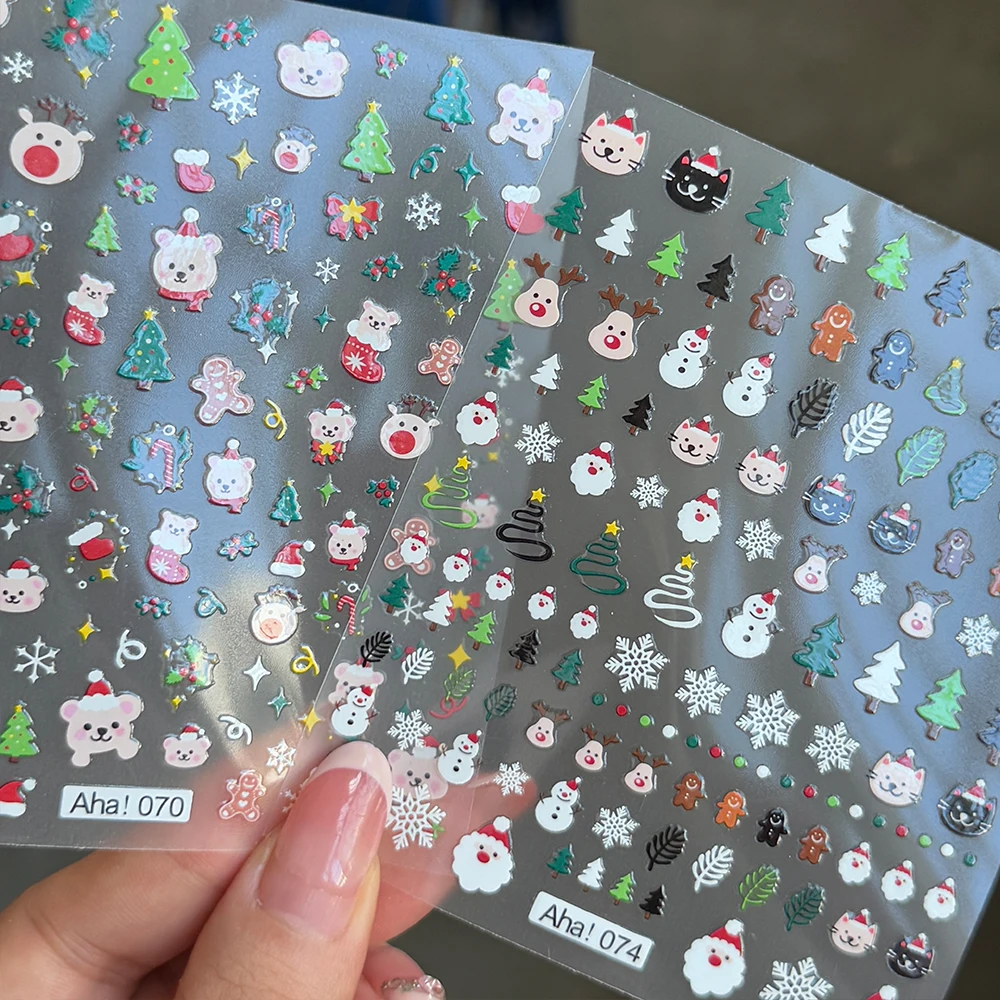 3D Nette Weihnachten Schneemann Nail art Aufkleber Winter Schneeflocke Santa Claus Elch Nagel Aufkleber Weihnachten Serie Neue Jahr Maniküre Aufkleber % #