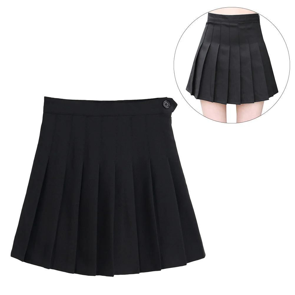 

Women's High Waist Tennis Skirt Pleated Short Sporty Style Lightweight Travel Friendly Machine Washable Young Vibe Black Xxl