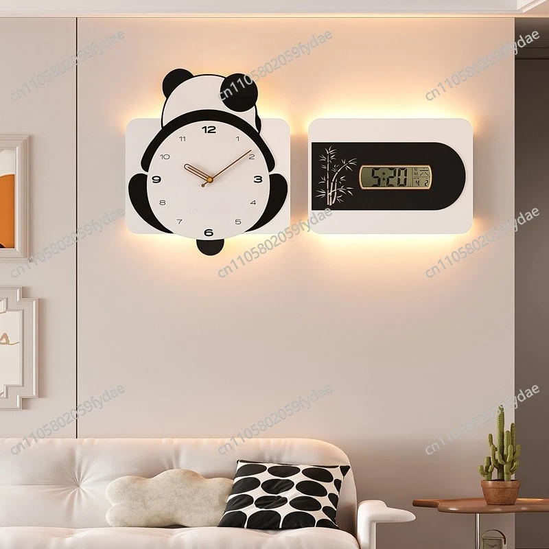 Panda Wall Clock Swing Feet New Simple Modern Living Room Clock Dining Room Silent Clock