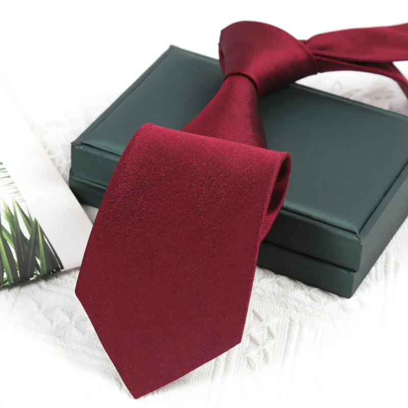 

Design Classic Mens Ties Solid Burgundy Color Silk Neck Tie Jacquard Necktie Daily Wear Cravat Luxury Wedding Tie Party for Men