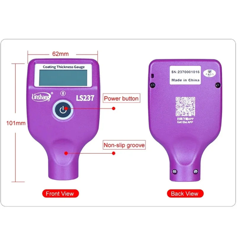 Rechargable LS237 Car Paint Thickness Gauge Checking Auto Coating Identify Ferrous Putty With Three Color and Rotatable Screen