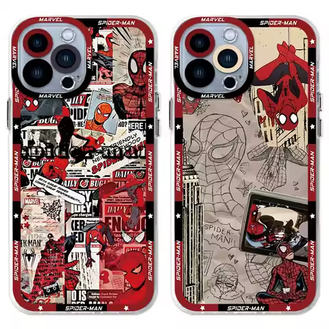 Marvel Spider Man Clear Phone Case For Samsung Galaxy S24 S23 S22 Ultra S21 S20 FE Note 20 10 Plus A15 A25 A35 A55 Silicone Etui