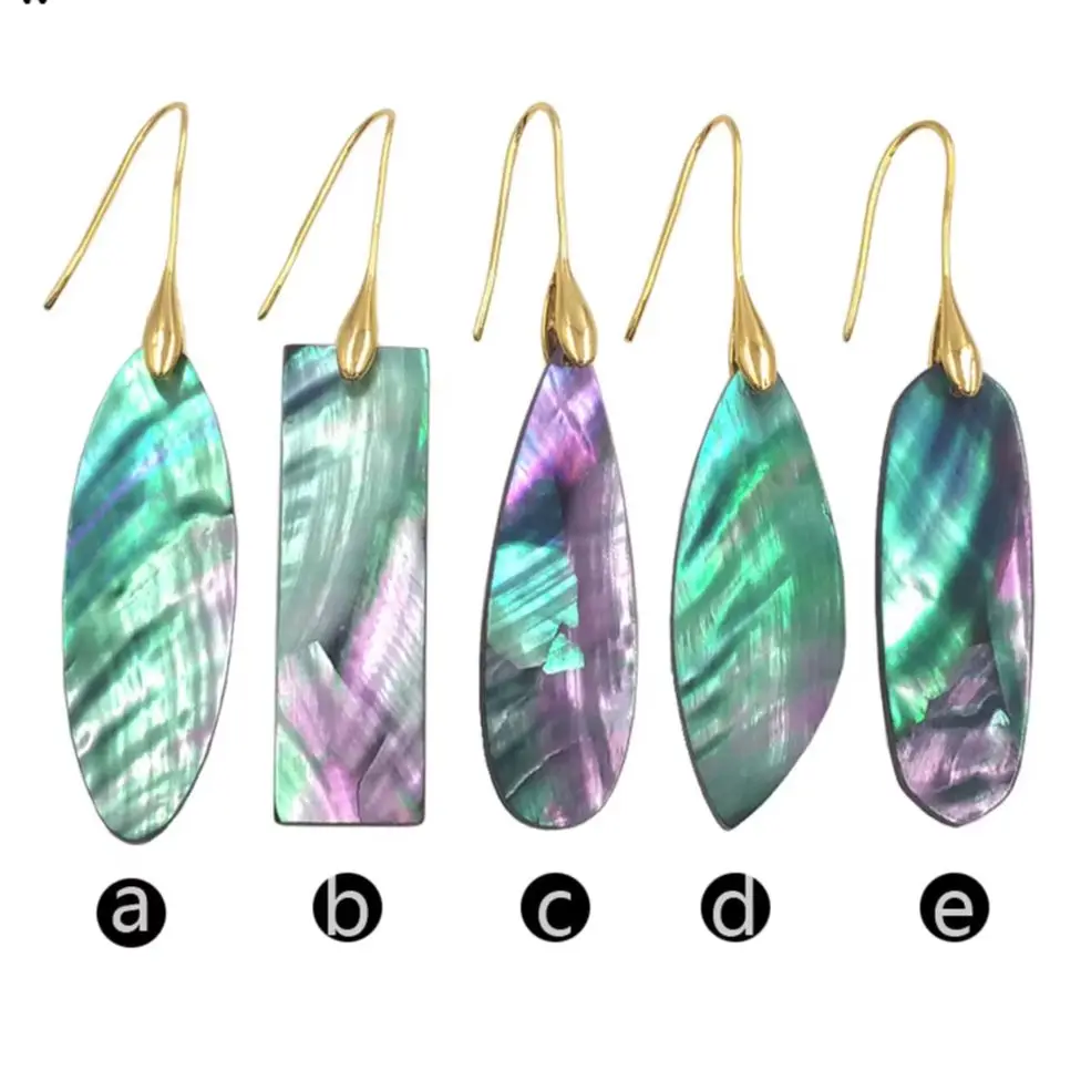 

Серьги-крючки WT-MPE162 из цветной ракушки абалона с особым геометрическим узором — идеальный подарок для друзей на день рождения, аксессуар