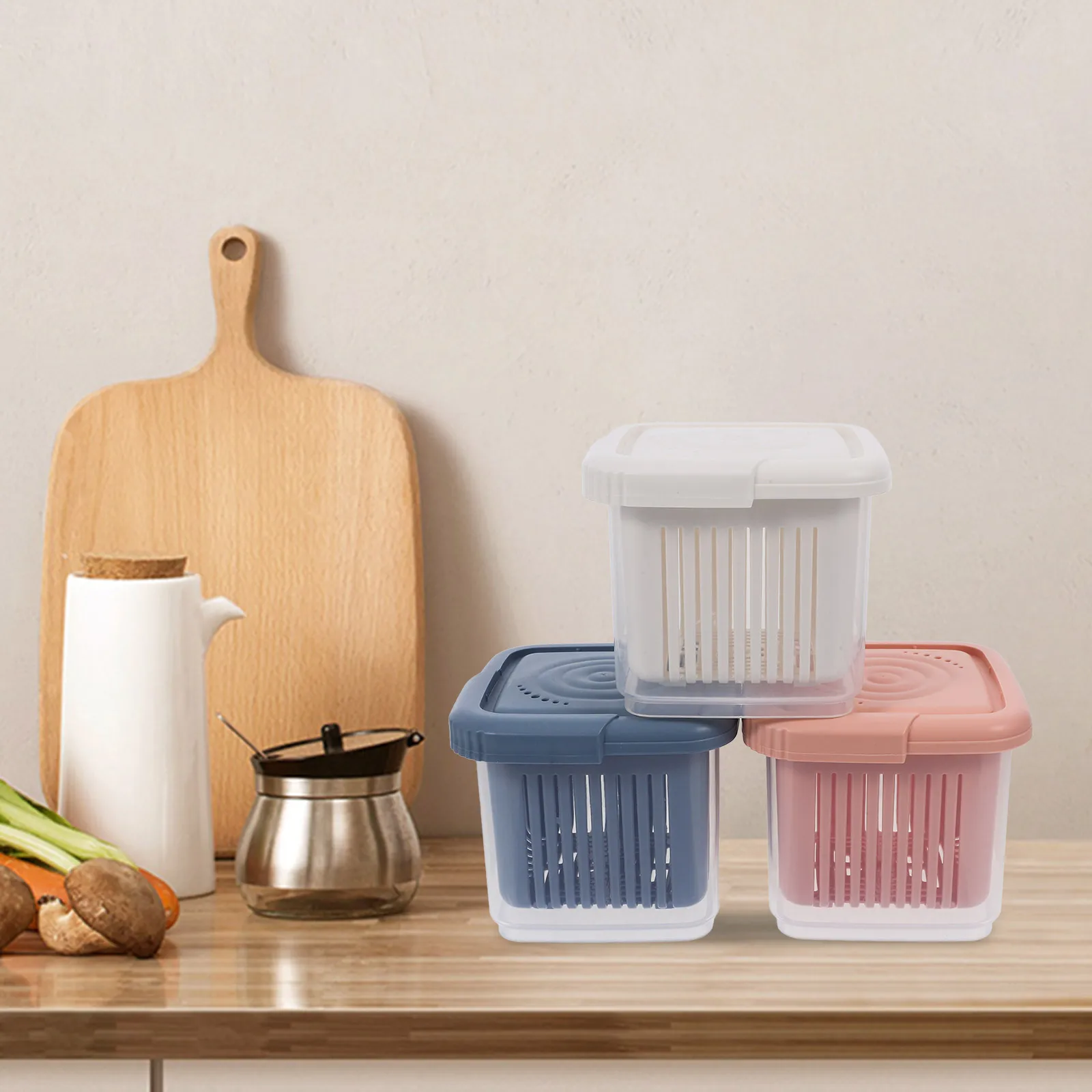 

3pcs Fresh-keeping Containers Sealed Dust-proof Storage Boxes for Kitchen Fridge Organization Food Preservation