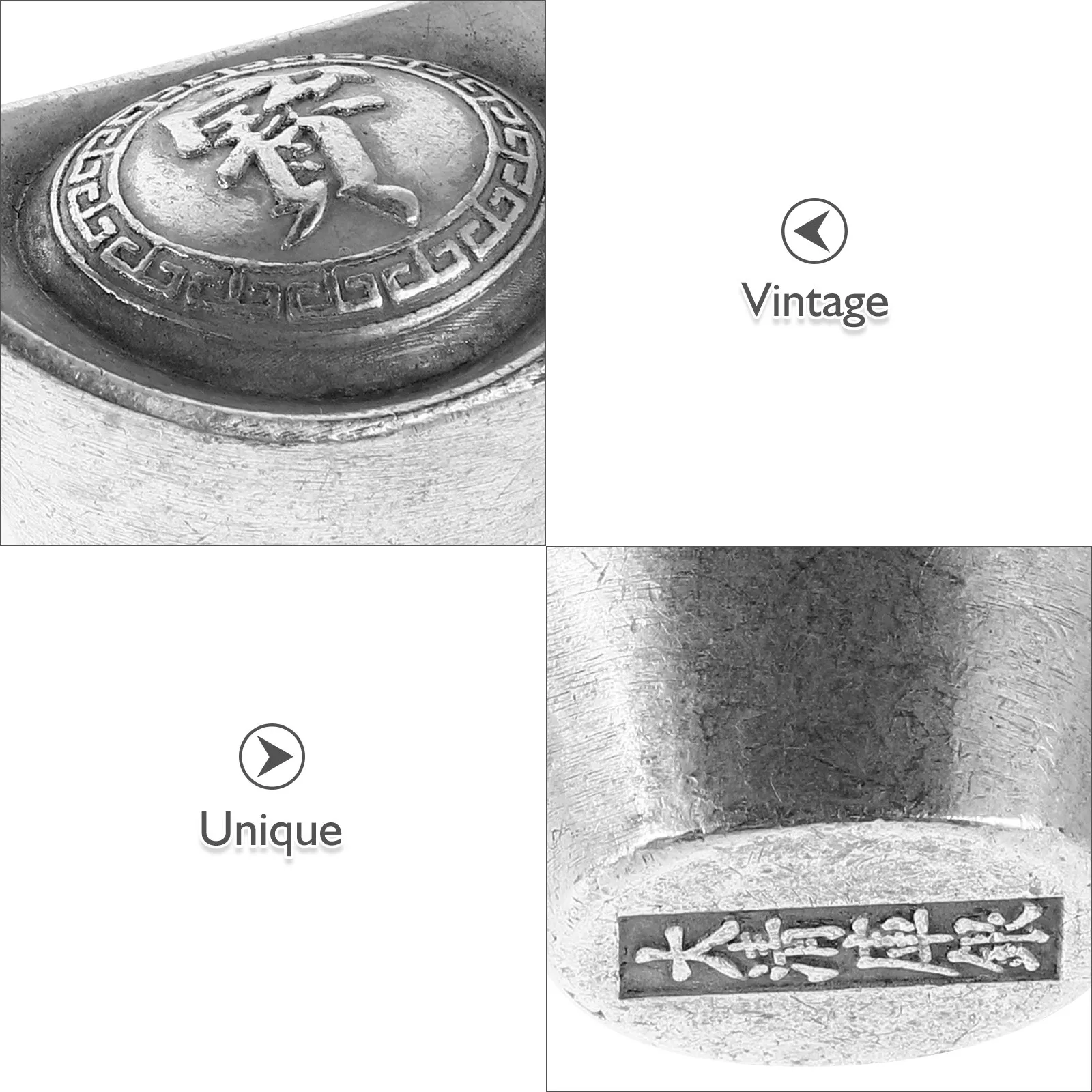 5Pcs Vintage Silver Plated Chinese Golden Ingot Yuan Bao Style Distressed Finish Party Supplies Home Decor Wealth Good