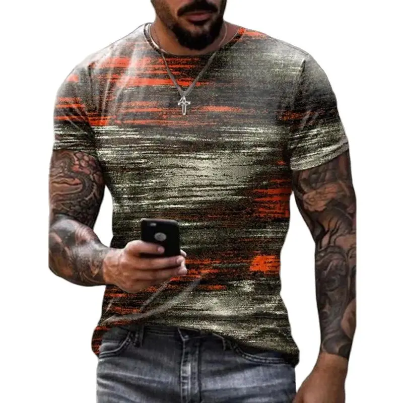 Summer Graffiti 3D Print Men\'s T Shirts Streetwear Polyester Crew Neck Short Sleeved Tops Casual Loose T-Shirts Men Clothing 6XL