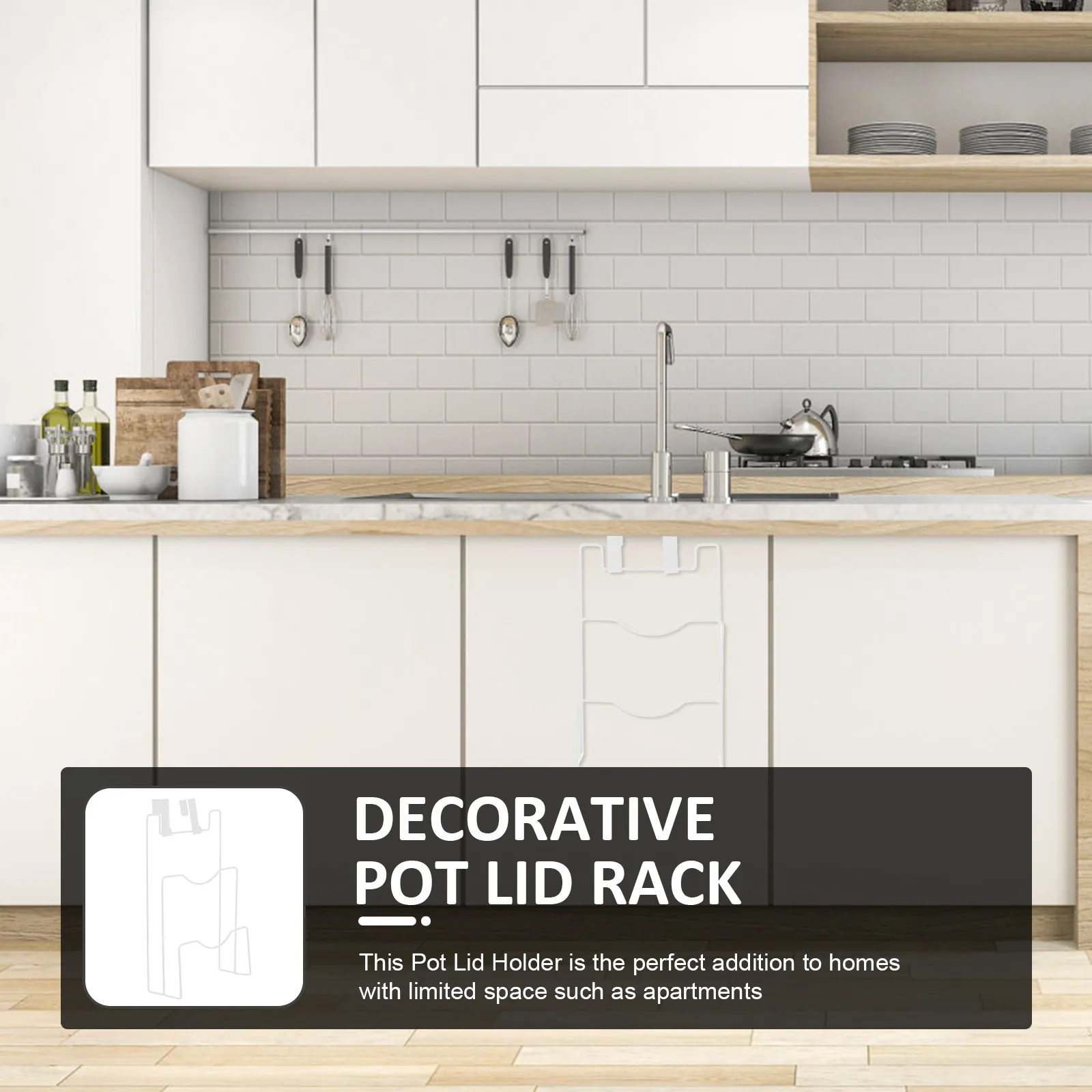 Delicate Wear Resistant Pot Lid Rack Wall Mounted Kitchen Storage Solution for Apartments Small Spaces Reusable Pan Cover