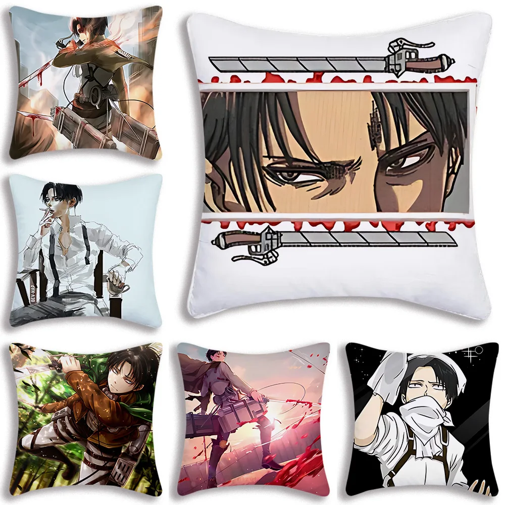 Levi Ackerman Attack On Titan Pillow Covers Cartoon Sofa Decorative Home Double-sided Printing Short Plush Cute Cushion Cover