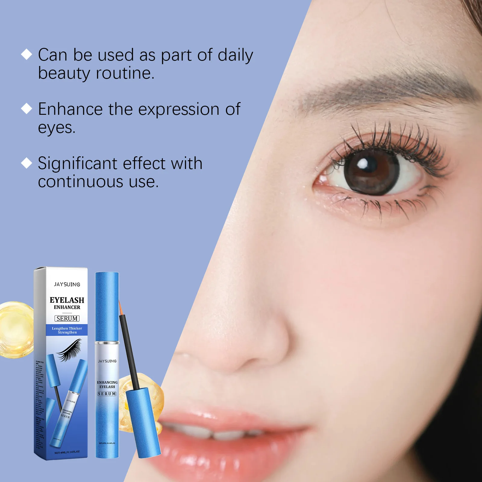 Siero per la crescita rapida delle ciglia Nutrimento naturale Allunga Addensare Curl Ciglia Ingrandisci Occhi affascinanti Vitamina E Cura degli occhi Essenza delle ciglia